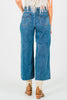 Judy Blue High Waist Cropped Wide Leg Raw Hem Jeans - Whiskey Skies - JUDY BLUE