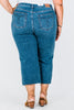 Judy Blue High Waist Cropped Wide Leg Raw Hem Jeans - Whiskey Skies - JUDY BLUE