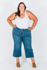Judy Blue High Waist Cropped Wide Leg Raw Hem Jeans - Whiskey Skies - JUDY BLUE