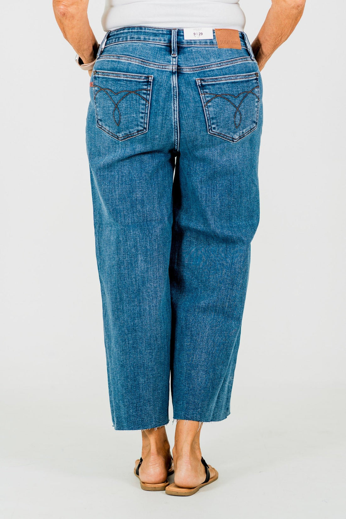 Judy Blue High Waist Cropped Wide Leg Raw Hem Jeans - Whiskey Skies - JUDY BLUE