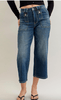 Judy Blue High Waist Cropped Wide Leg Utility Jeans With Patch Pockets - Whiskey Skies - JUDY BLUE