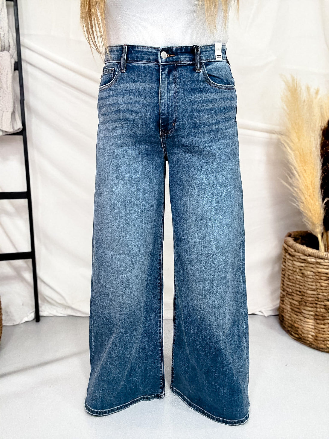 Judy Blue High Waist Dark Wash Palazzo Jeans - Whiskey Skies - JUDY BLUE