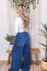 Judy Blue High Waist Dark Wash Palazzo Jeans With Drawstring Waist - Whiskey Skies - JUDY BLUE