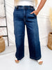 Judy Blue High Waist Dark Wash Trouser Style Ankle Wide - Whiskey Skies - JUDY BLUE