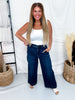 Judy Blue High Waist Dark Wash Trouser Style Ankle Wide - Whiskey Skies - JUDY BLUE