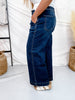 Judy Blue High Waist Dark Wash Trouser Style Ankle Wide - Whiskey Skies - JUDY BLUE