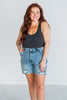 Judy Blue High - Waist Denim Shorts W/ Stitch Over Distressed Detail - Whiskey Skies - JUDY BLUE