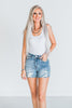 Judy Blue High - Waist Denim Shorts W/ Stitch Over Distressed Detail - Whiskey Skies - JUDY BLUE