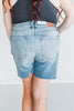 Judy Blue High - Waist Denim Shorts W/ Stitch Over Distressed Detail - Whiskey Skies - JUDY BLUE