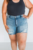 Judy Blue High - Waist Denim Shorts W/ Stitch Over Distressed Detail - Whiskey Skies - JUDY BLUE