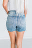Judy Blue High - Waist Denim Shorts W/ Stitch Over Distressed Detail - Whiskey Skies - JUDY BLUE