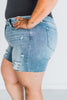 Judy Blue High - Waist Denim Shorts W/ Stitch Over Distressed Detail - Whiskey Skies - JUDY BLUE
