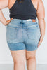 Judy Blue High - Waist Denim Shorts W/ Stitch Over Distressed Detail - Whiskey Skies - JUDY BLUE