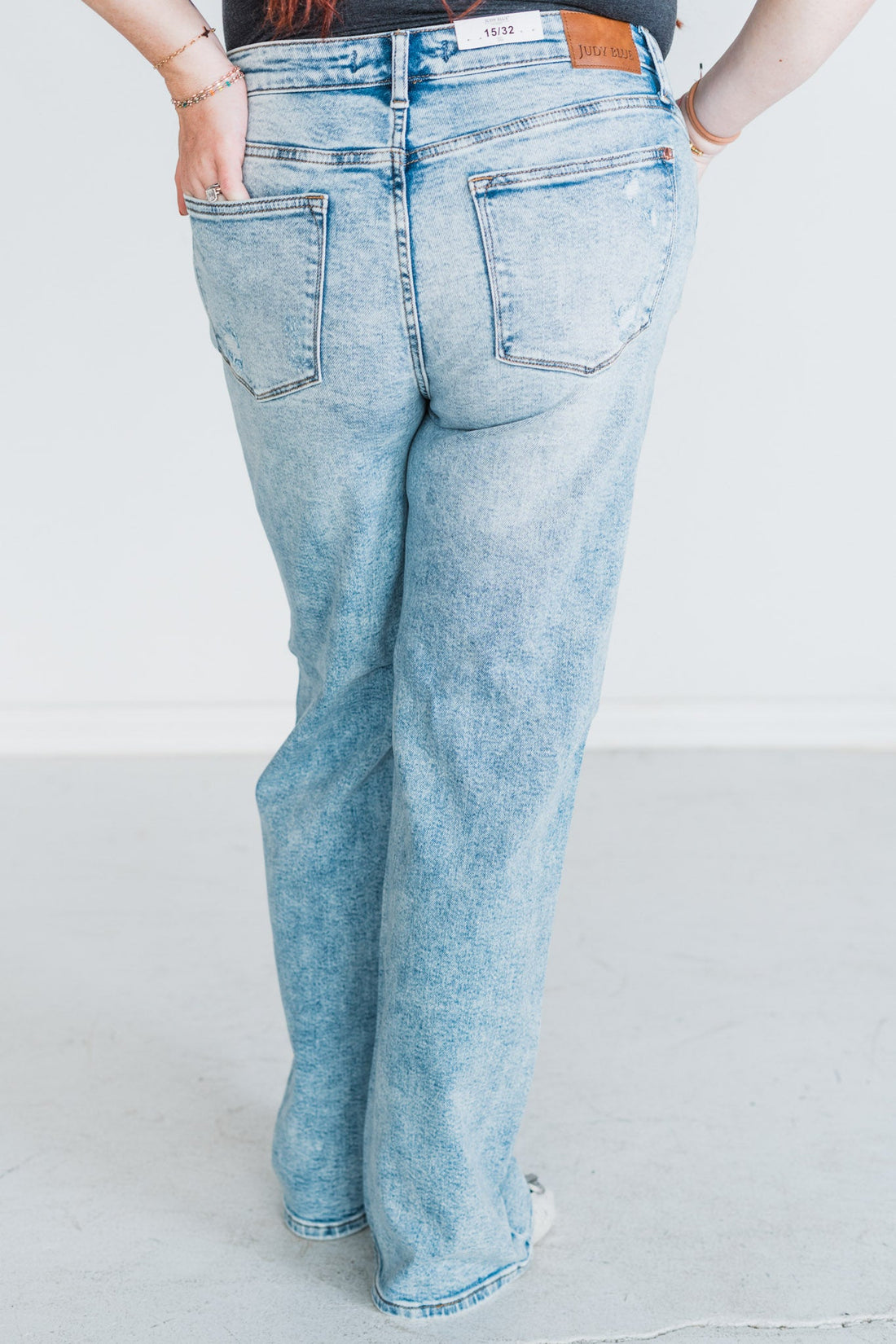 Judy Blue High - Waist Distressed 90's Straight Jeans - Whiskey Skies - JUDY BLUE