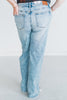 Judy Blue High - Waist Distressed 90's Straight Jeans - Whiskey Skies - JUDY BLUE
