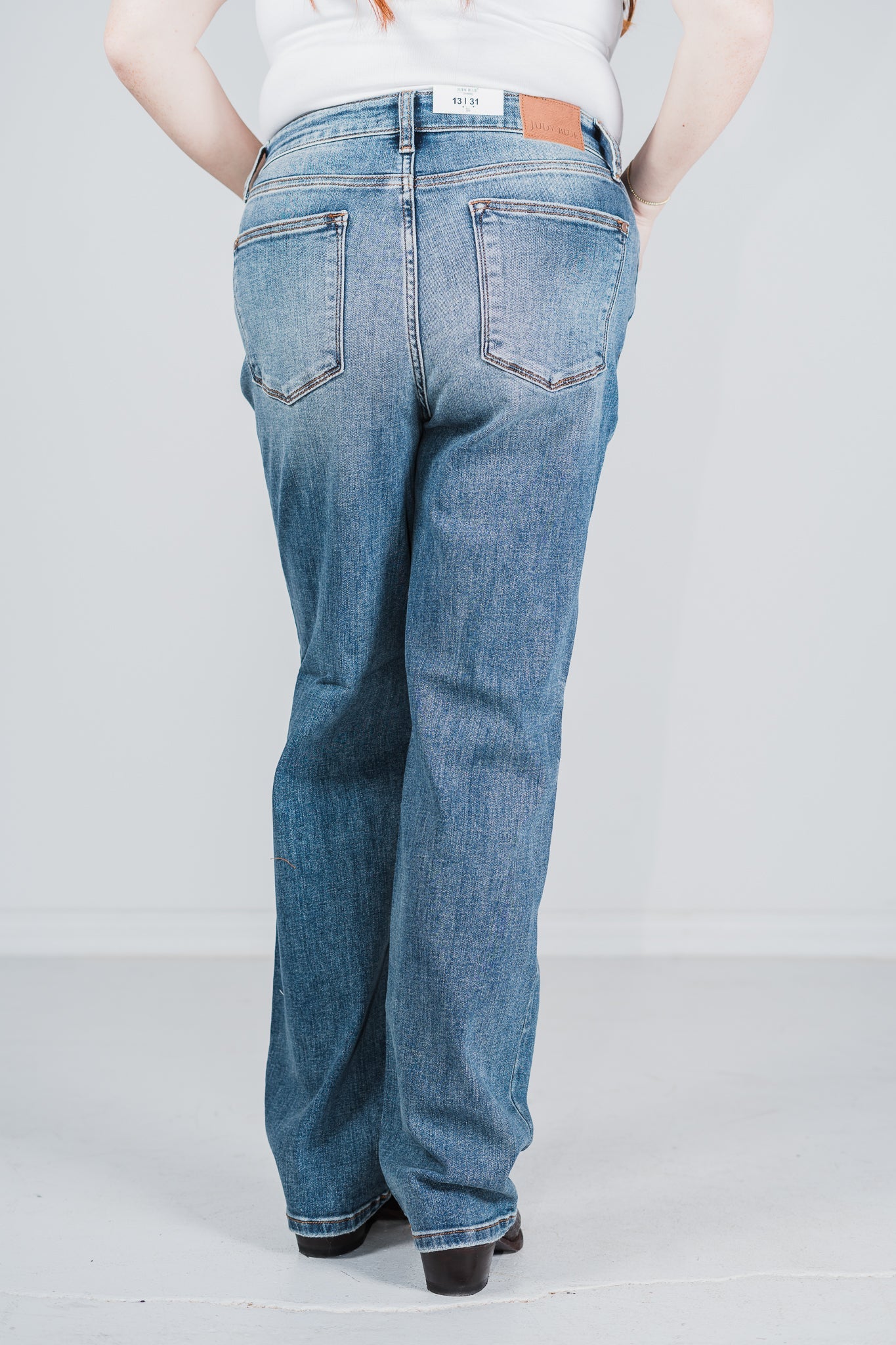 Judy Blue High Waist Distressed Dad Jeans - Whiskey Skies - JUDY BLUE