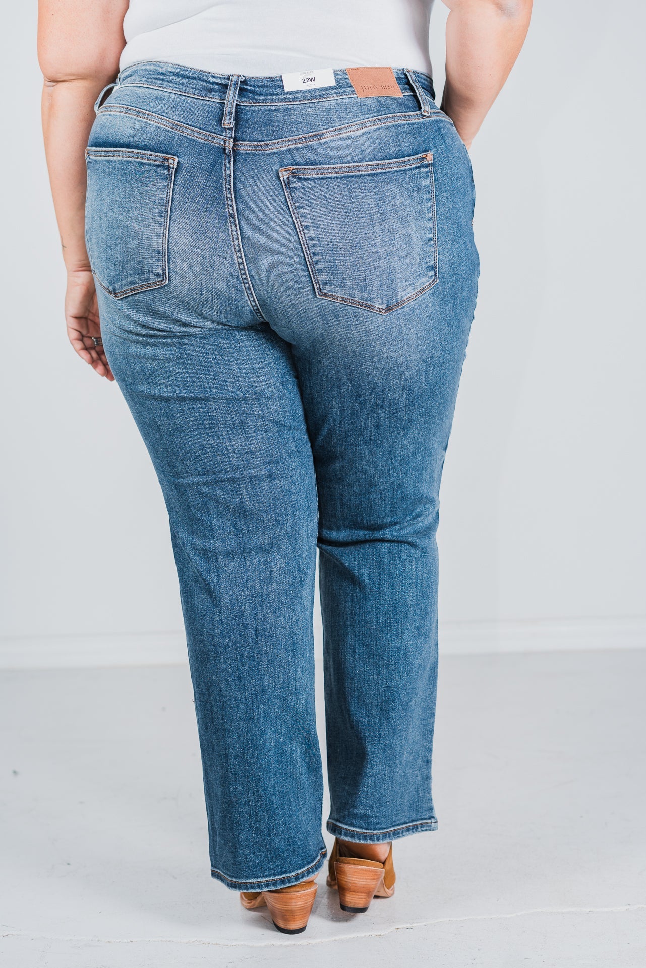 Judy Blue High Waist Distressed Dad Jeans - Whiskey Skies - JUDY BLUE