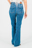 Judy Blue High - Waist Double Button Bootcut Jeans W/ Frayed Hem - Whiskey Skies - JUDY BLUE