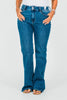 Judy Blue High - Waist Double Button Bootcut Jeans W/ Frayed Hem - Whiskey Skies - JUDY BLUE