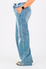 Judy Blue High Waist Double Button Wide Leg Jeans - Whiskey Skies - JUDY BLUE