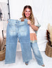 Judy Blue High Waist Double Button Wide Leg Jeans - Whiskey Skies - JUDY BLUE