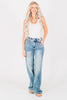 Judy Blue High Waist Double Button Wide Leg Jeans - Whiskey Skies - JUDY BLUE