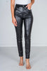 Judy Blue High Waist Faux Leather & Denim Skinny Jeans - Whiskey Skies - JUDY BLUE