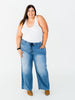 Judy Blue High - Waist Feather - Weight Wilhemina Elastic Waist Band Jeans - Whiskey Skies - JUDY BLUE
