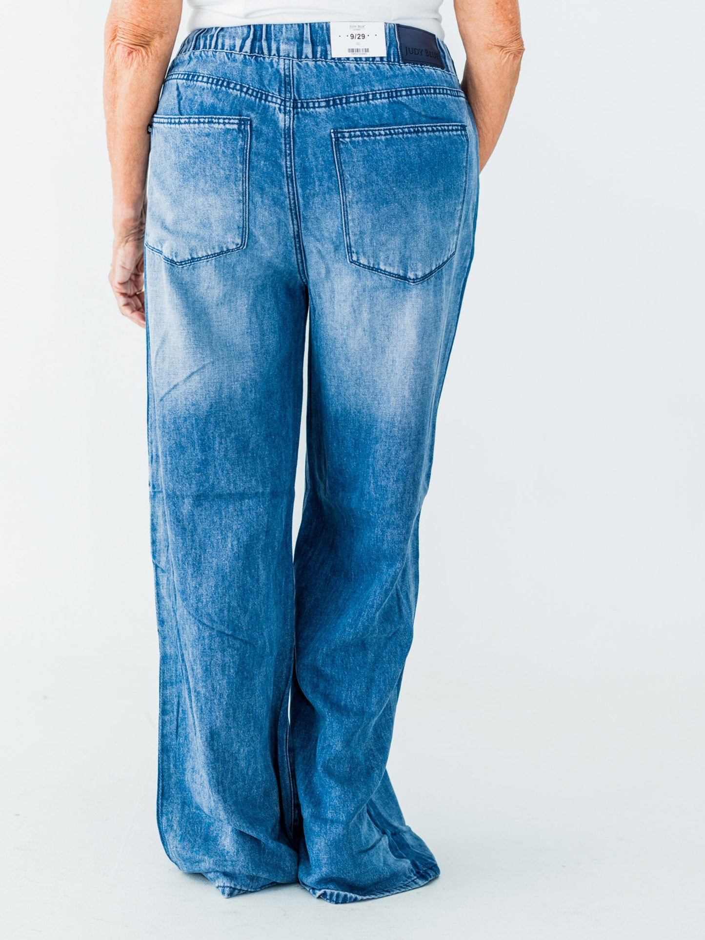 Judy Blue High - Waist Feather - Weight Wilhemina Elastic Waist Band Jeans - Whiskey Skies - JUDY BLUE