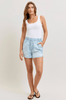 Judy Blue High - Waist Featherweight Boxer Denim Shorts - Whiskey Skies - JUDY BLUE