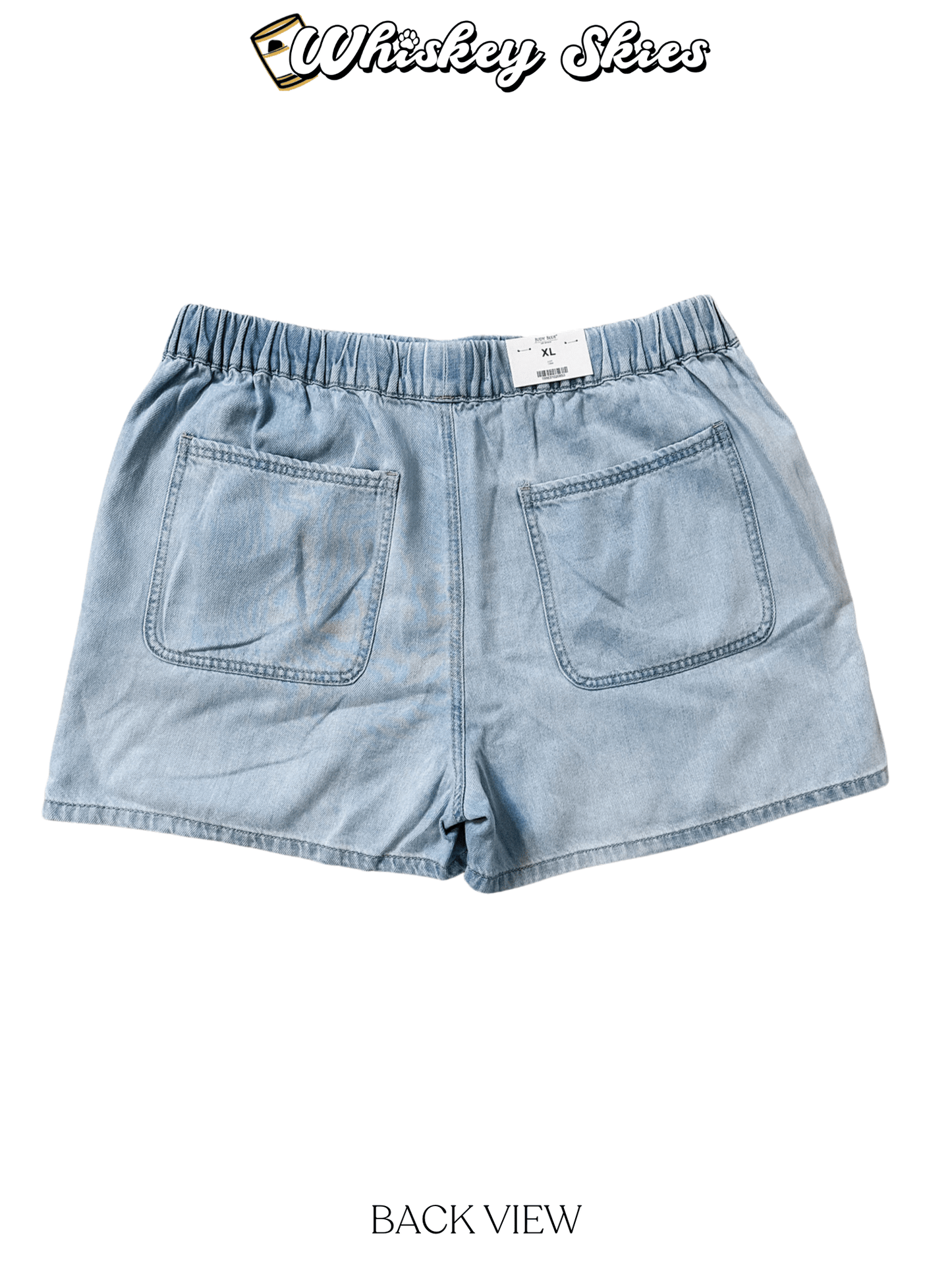 Judy Blue High - Waist Featherweight Boxer Denim Shorts - Whiskey Skies - JUDY BLUE