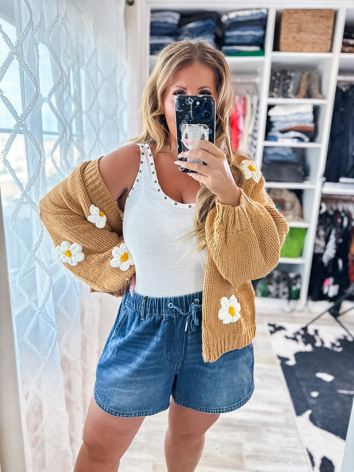 Judy Blue High Waist Featherweight Drawstring Shorts - Whiskey Skies - JUDY BLUE