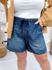 Judy Blue High Waist Featherweight Shorts With Drawstring Tie - Whiskey Skies - JUDY BLUE