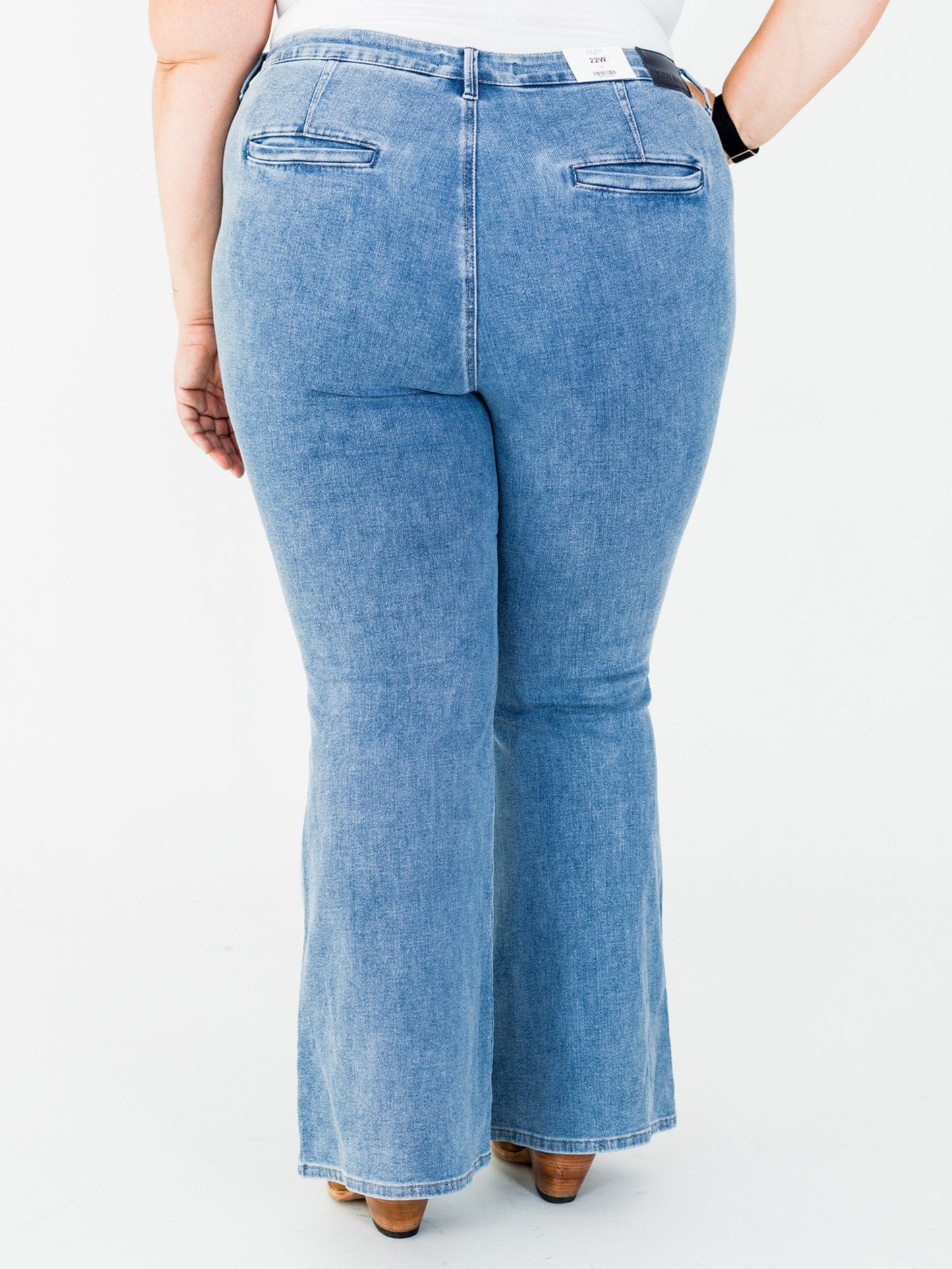 Judy Blue High Waist Flare Jeans With Front Patch Welt Pockets - Whiskey Skies - JUDY BLUE