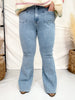 Judy Blue High Waist Flare Jeans With Front Patch Welt Pockets - Whiskey Skies - JUDY BLUE