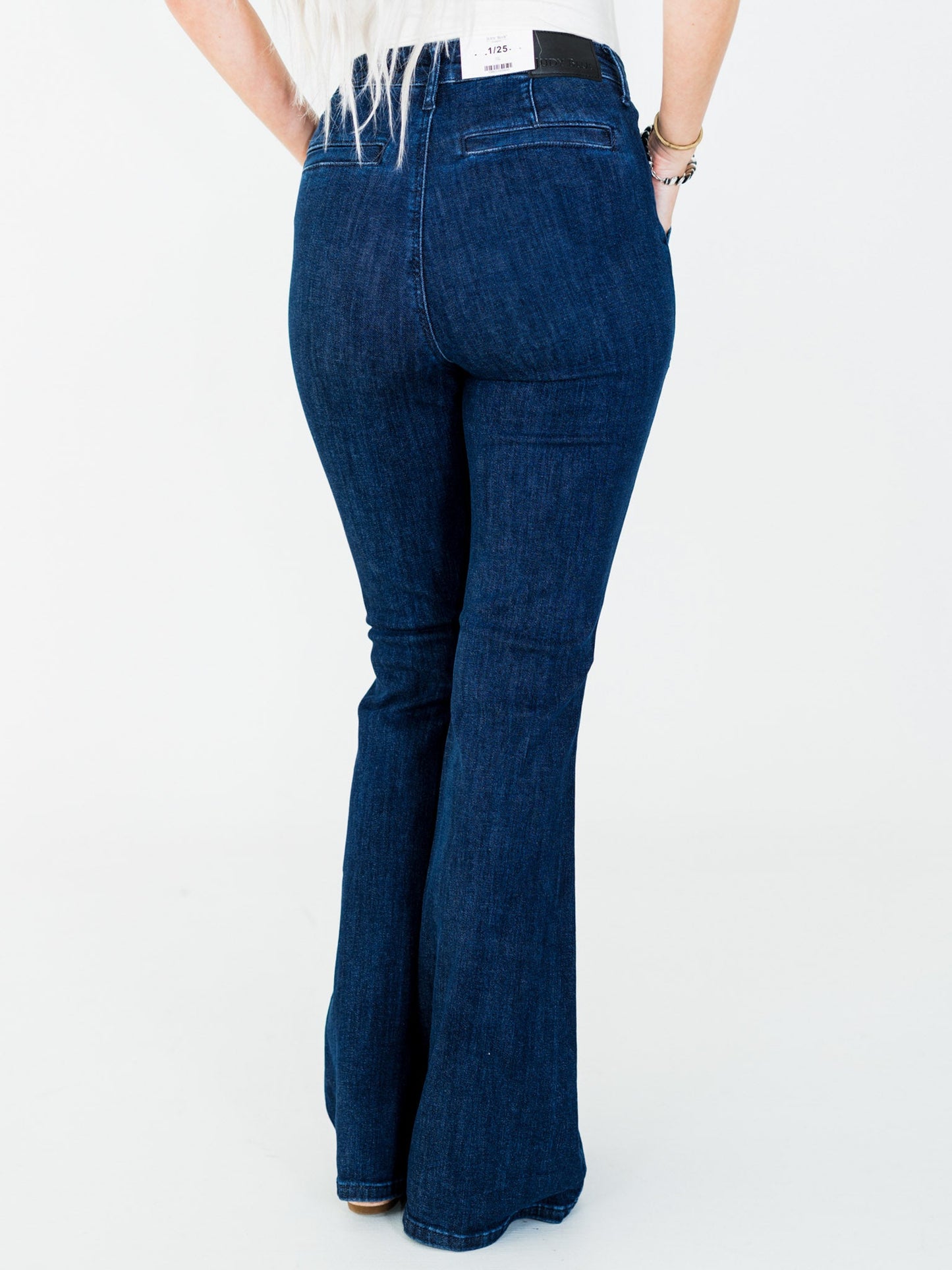 Judy Blue High Waist Flare Jeans With Patch Pockets - Whiskey Skies - Whiskey Skies
