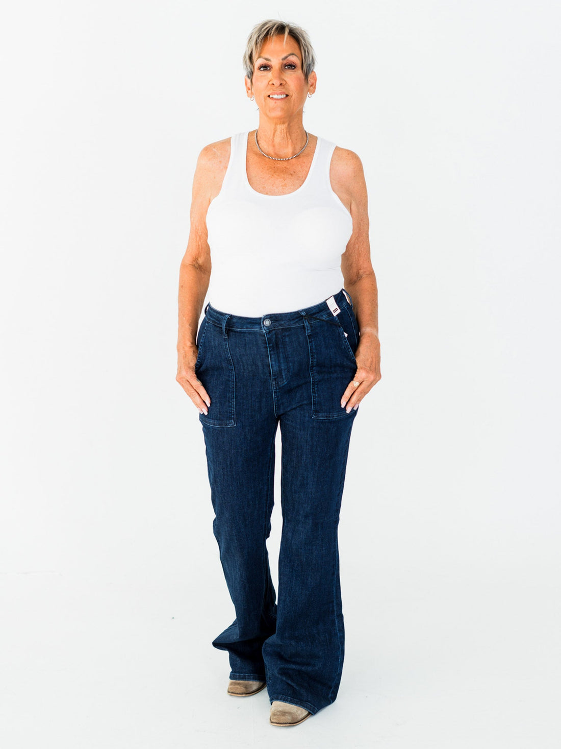 Judy Blue High Waist Flare Jeans With Patch Pockets - Whiskey Skies - Whiskey Skies