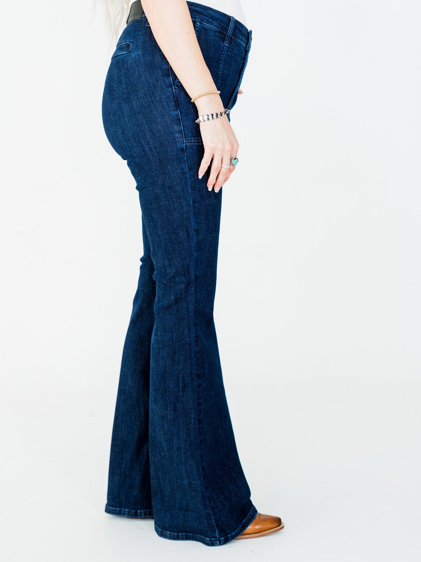 Judy Blue High Waist Flare Jeans With Patch Pockets - Whiskey Skies - Whiskey Skies