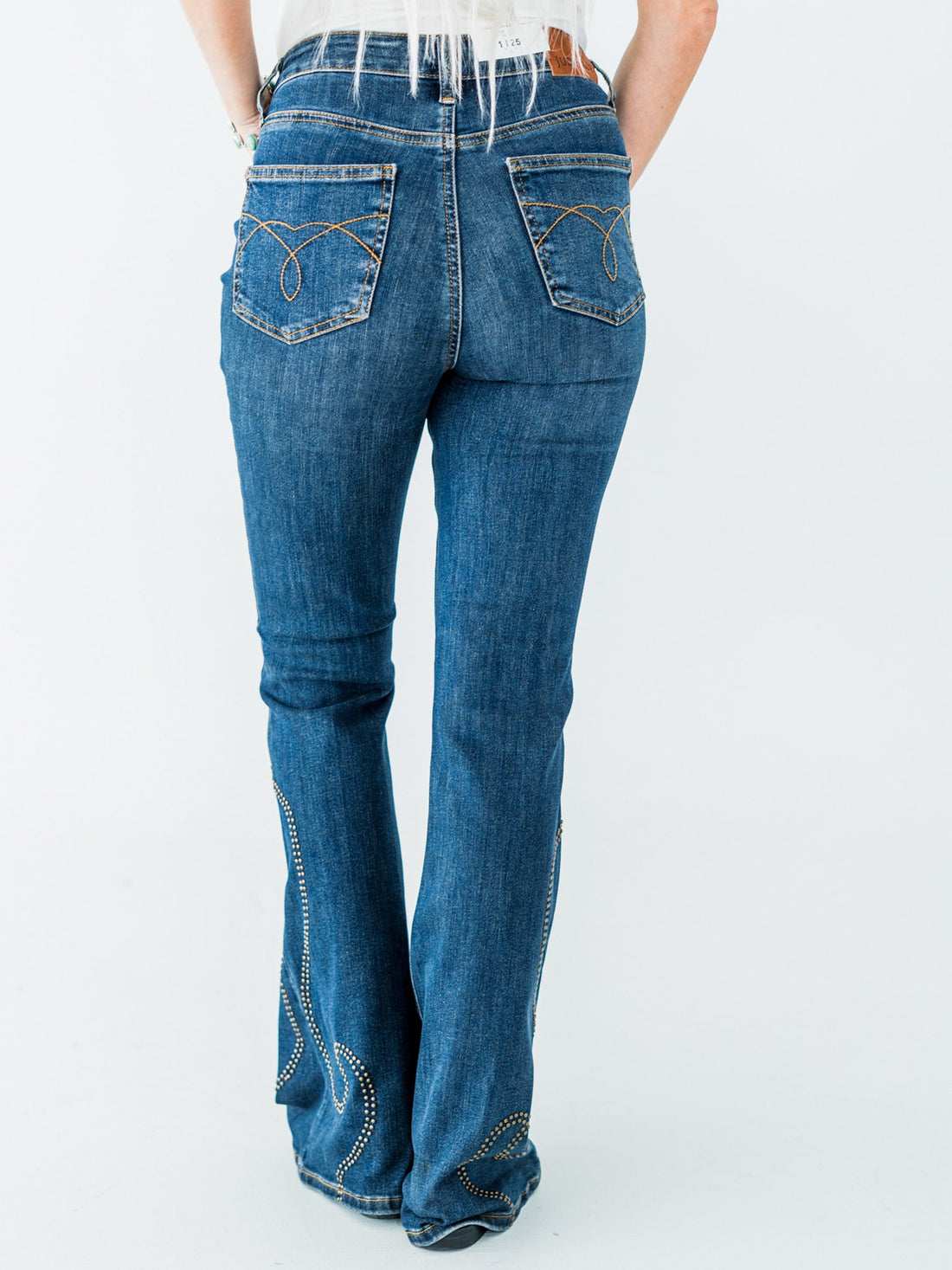 Judy Blue High Waist Flare Jeans With Western Stud Detailing - Whiskey Skies - JUDY BLUE