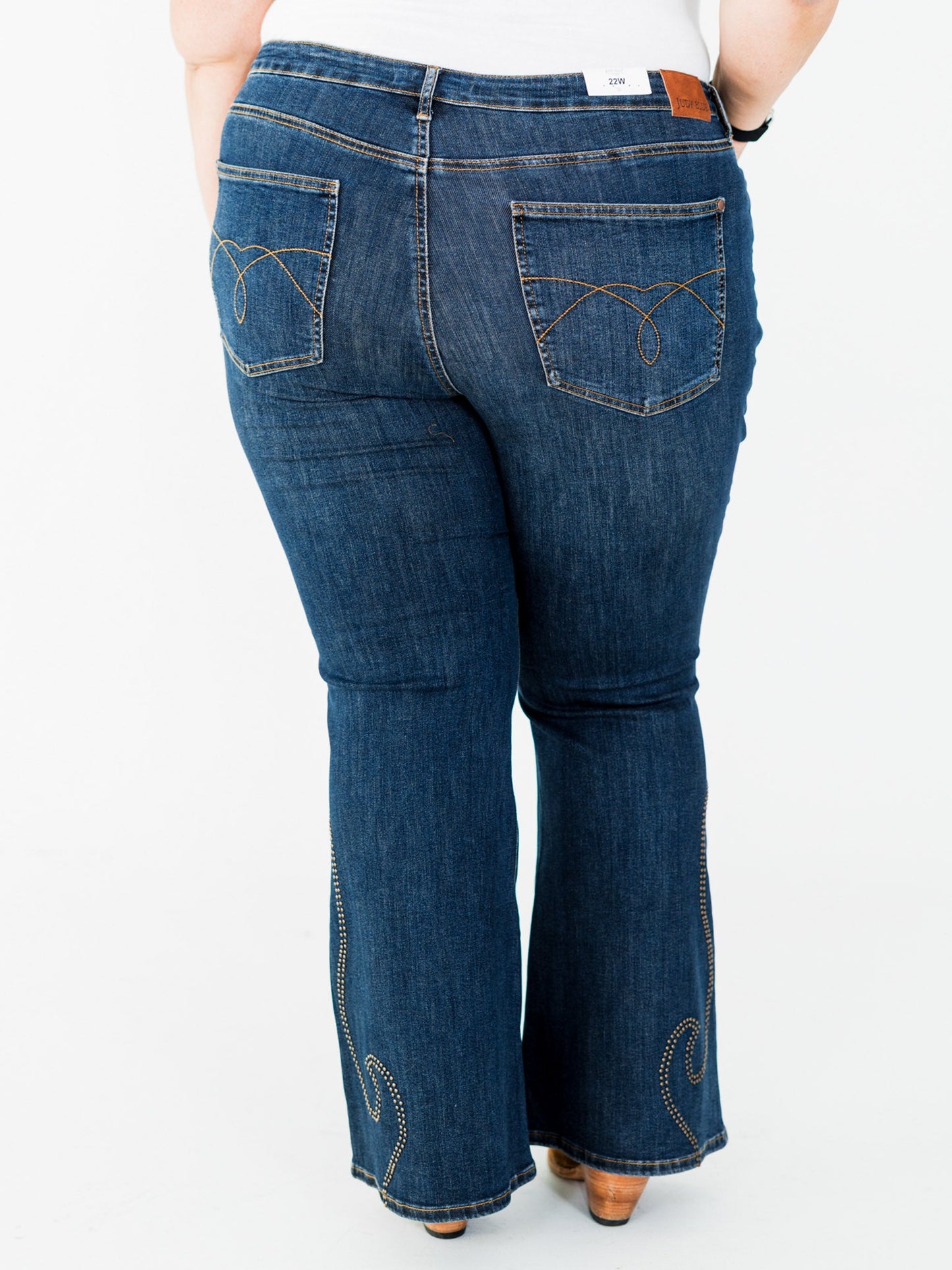 Judy Blue High Waist Flare Jeans With Western Stud Detailing - Whiskey Skies - JUDY BLUE