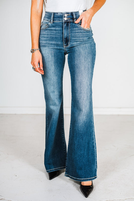 Judy Blue High Waist Flare W/ Tint Jeans - Whiskey Skies - JUDY BLUE