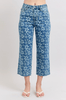 Judy Blue High - Waist Flower Print Cropped Wide Leg Jeans - Whiskey Skies - JUDY BLUE