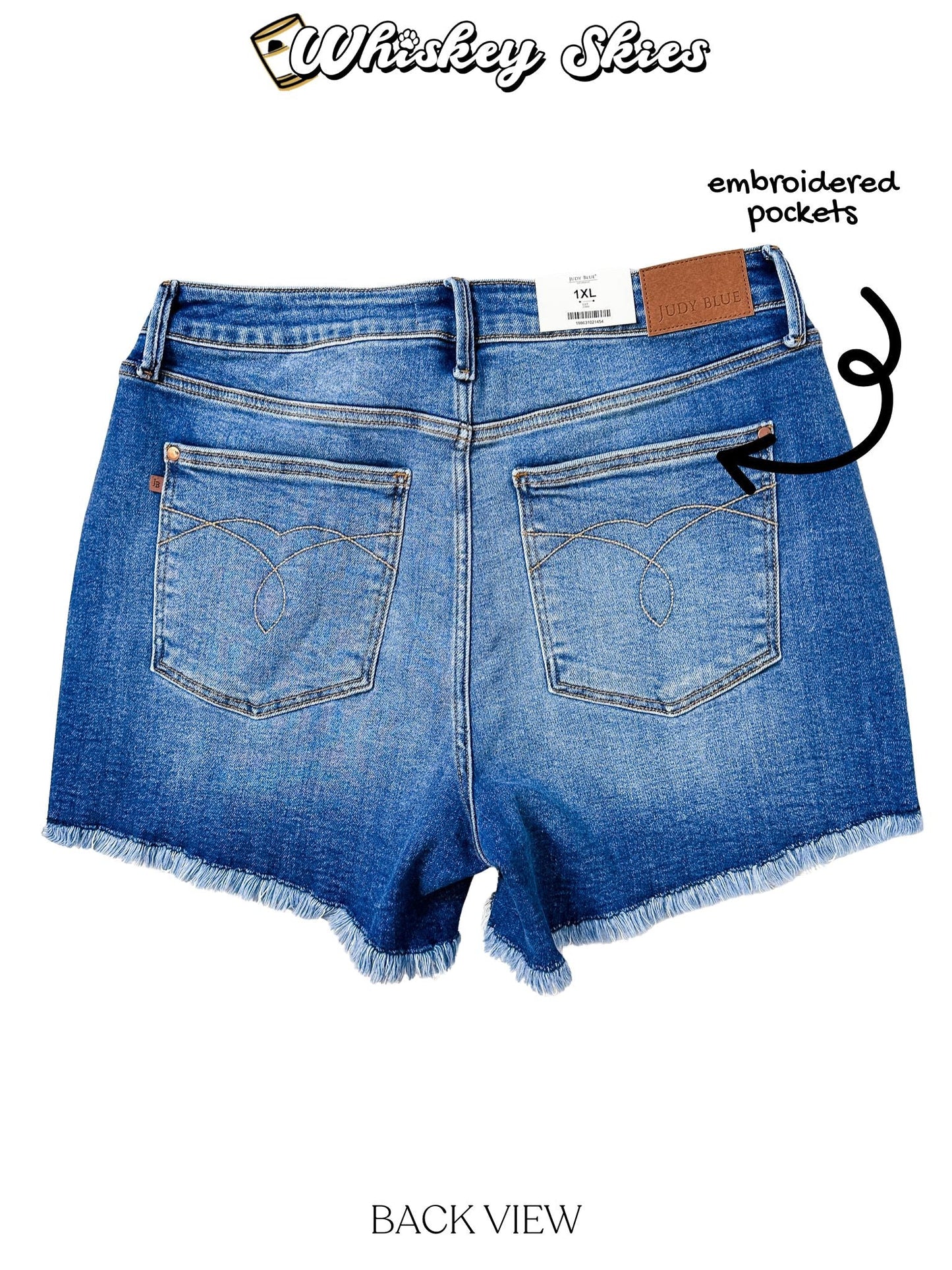 Judy Blue High Waist Frayed Hem Slim Fit Shorts - Whiskey Skies - JUDY BLUE