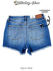 Judy Blue High Waist Frayed Hem Slim Fit Shorts - Whiskey Skies - JUDY BLUE
