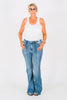 Judy Blue High - Waist Front Pintuck Detail Flare Jeans - Whiskey Skies - JUDY BLUE