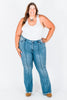 Judy Blue High - Waist Front Pintuck Detail Flare Jeans - Whiskey Skies - JUDY BLUE
