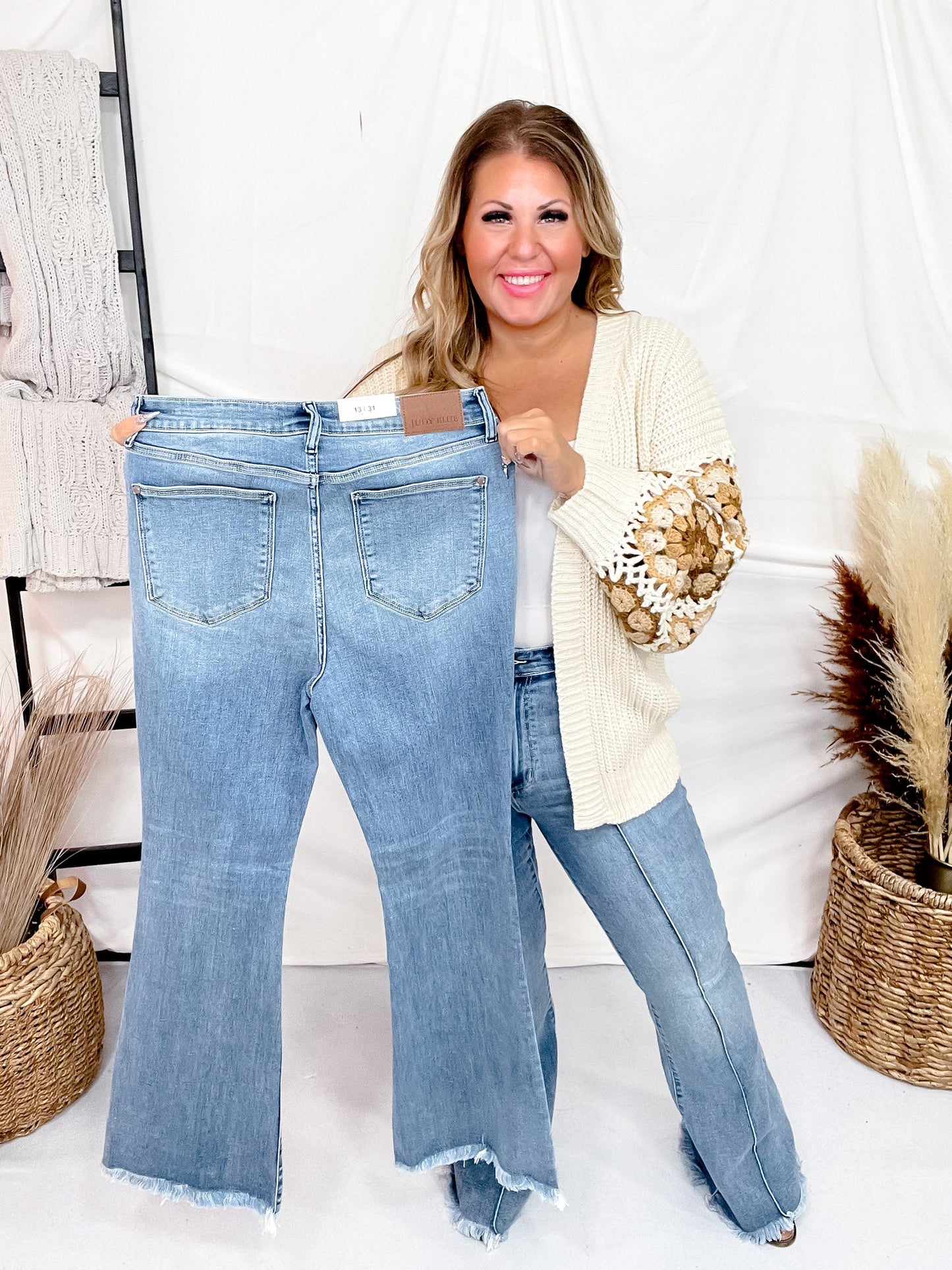 Judy Blue High - Waist Front Pintuck Detail Flare Jeans - Whiskey Skies - JUDY BLUE