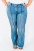 Judy Blue High - Waist Front Pintuck Detail Flare Jeans - Whiskey Skies - JUDY BLUE