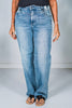 Judy Blue High Waist Front Yoke Retro Wide Leg Jeans - Whiskey Skies - JUDY BLUE