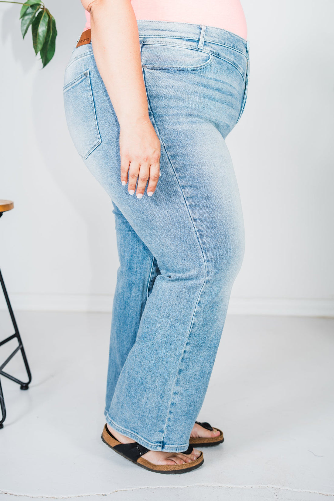 Judy Blue High Waist Front Yoke Retro Wide Leg Jeans - Whiskey Skies - JUDY BLUE